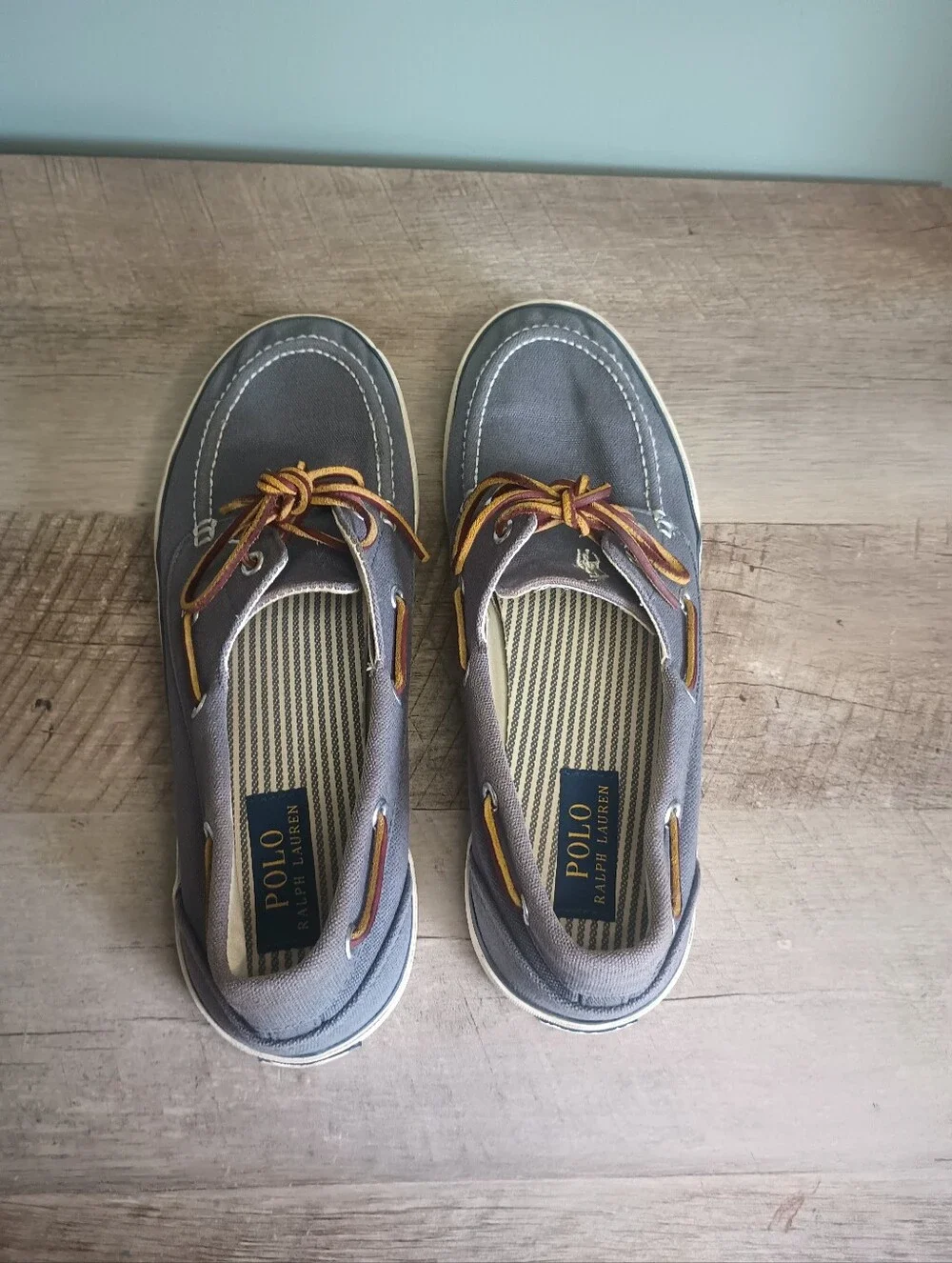 Polo Ralph Lauren Sander Boat Shoes 10.5D Blue Gray Preppy Nautical Coastal Dad
